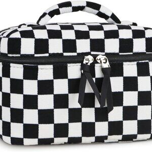 Corduroy Large Travel Quilted Makeup Bag for Women Floral Cotton Cosmetic Bag Co